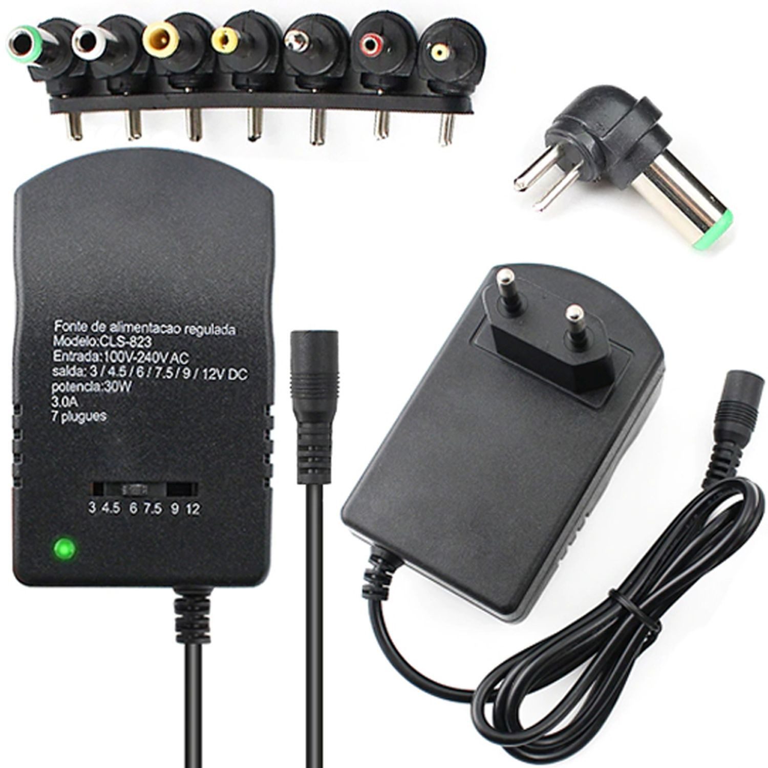 Retoo niversal AC Adapter 12V Netzteil mit 7 Austauschbare Spitzen Universal-Netzteil (7 wechselbare Stecker, Schalter der Spannung, Universelle Verwendung)