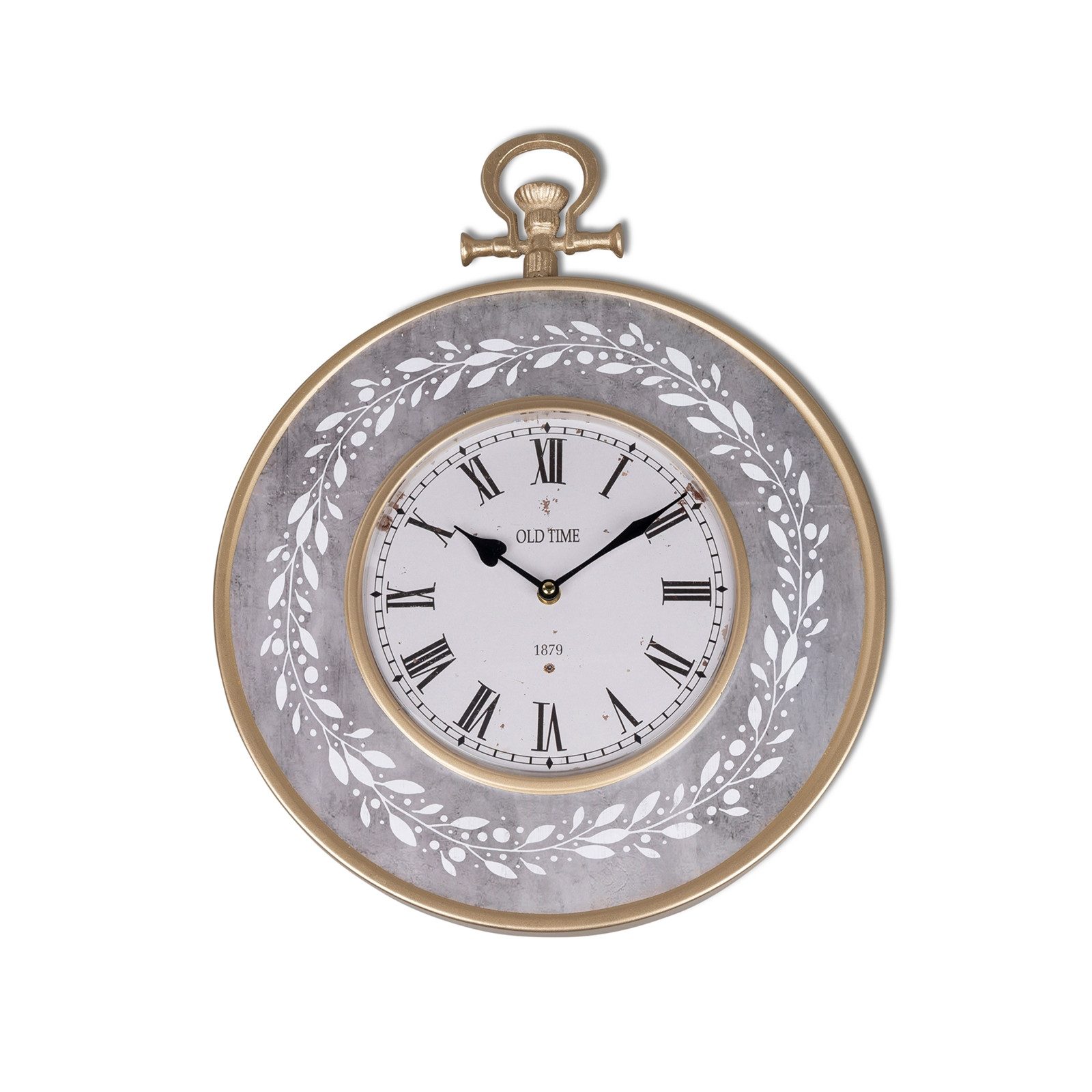 formano Wanduhr Wanduhr grau antik mit Ranke 38 cm (analog batteriebetriebe günstig online kaufen