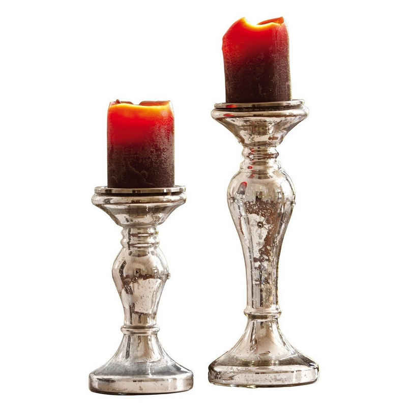 Mirabeau Kerzenständer Kerzenständer 2er Set Pauline antiksilber