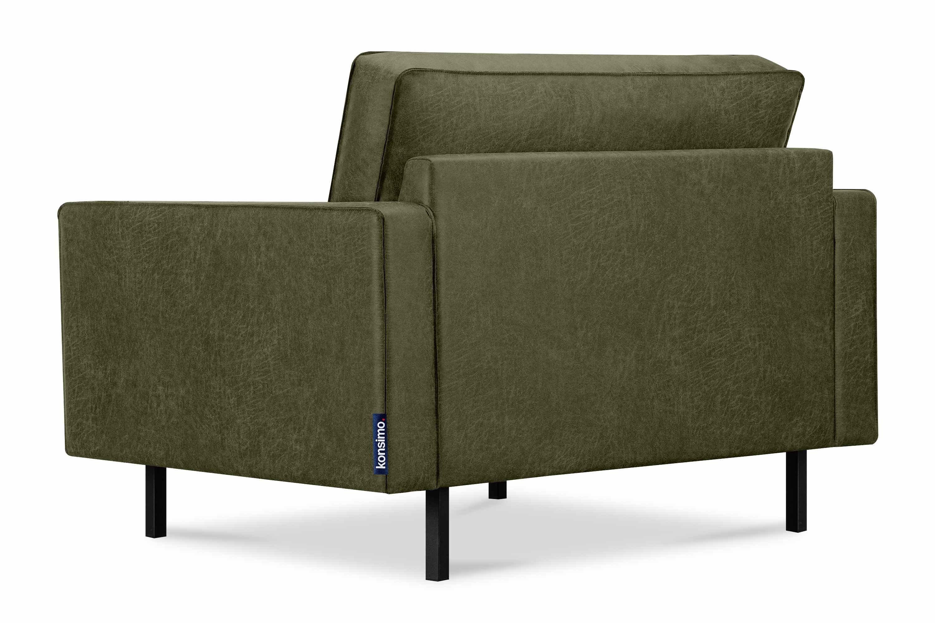 INVIA | Sessel EU grün auf grün Konsimo Breite Echtleder, Grundschicht: Hergestellt in | grün Sessel, Metallfüßen, hohen