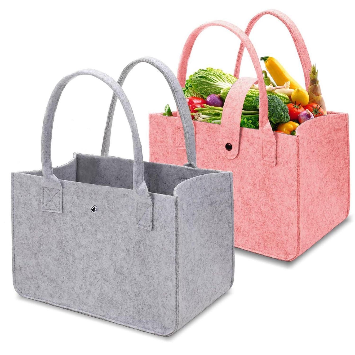 LuxusKollektion Einkaufskorb Filztasche Einkaufstasche Shopper faltbar Rosa Grau