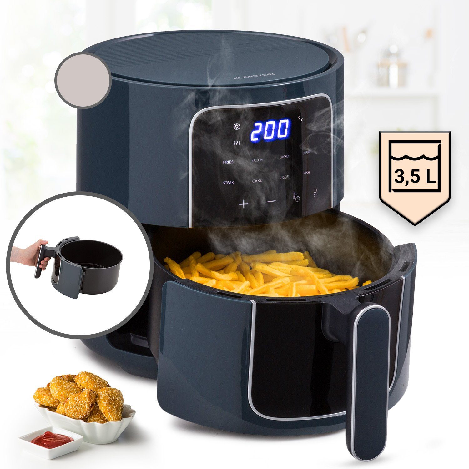 Klarstein Heißluftfritteuse CrispPro Heißluftfritteuse Air Fryer 1400W