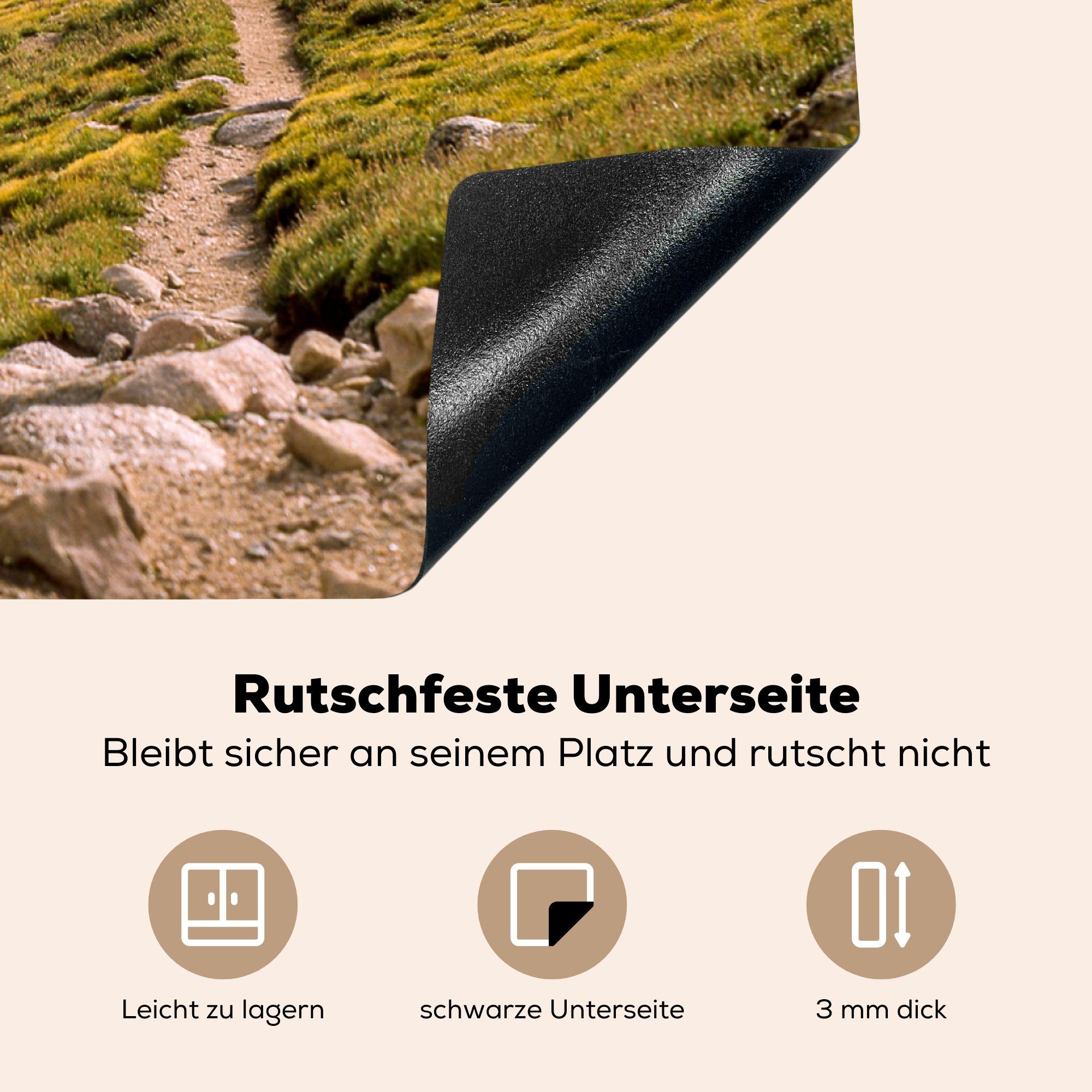 cm, küche Mount auf Herdblende-/Abdeckplatte Ceranfeldabdeckung, Arbeitsplatte für Vinyl, (1 dem 78x78 Wanderweg MuchoWow tlg), Evans,