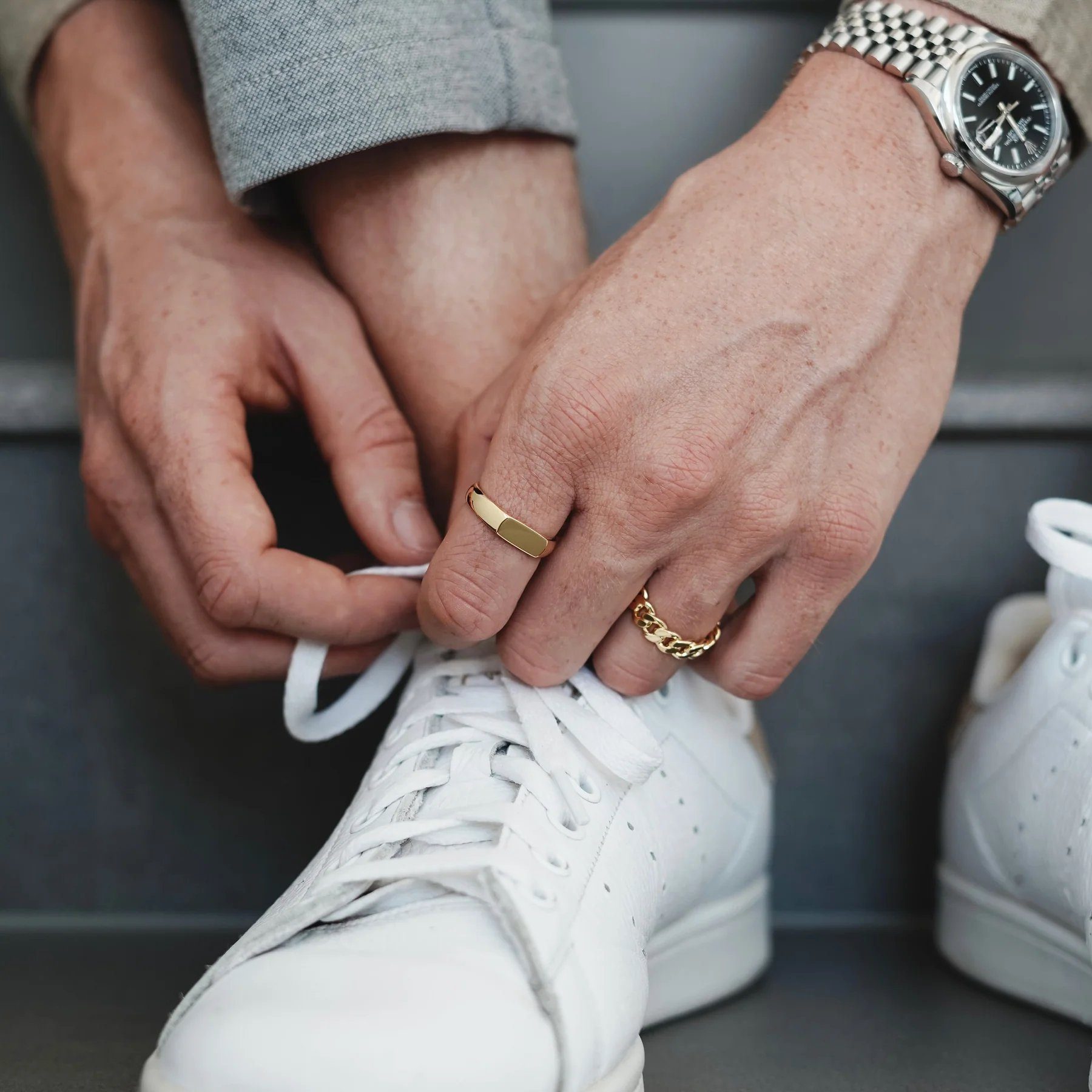 Sprezzi Fashion Siegelring Herren Sterling handgemacht, für Silber Ring geeignet Gravur aus poliert, Gold und 925 minimalistisch, Silber poliert