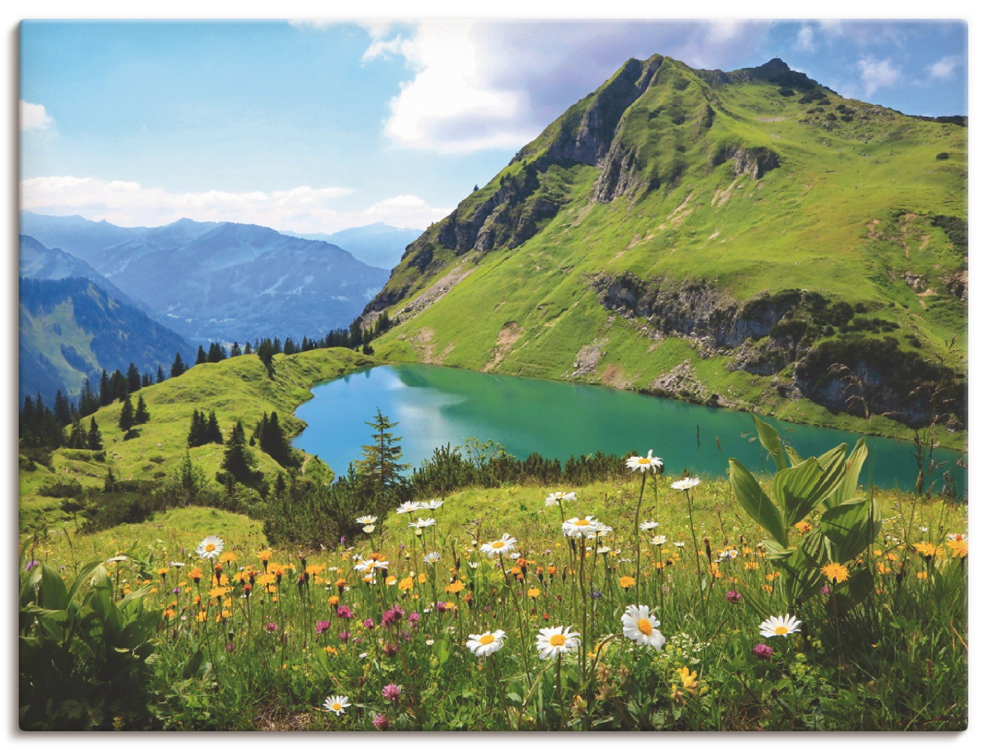 Artland Leinwandbild Seealpsee, Berge (1 St), auf Holzrahmen gespannt