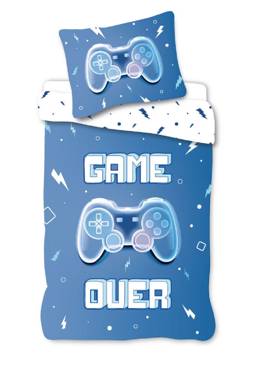 BrandMac Kinderbettwäsche Game Over Controller Bettwäsche Set 2 tlg 135 x 200 cm 100% Baumwolle, 2 teilig, Langlebig
