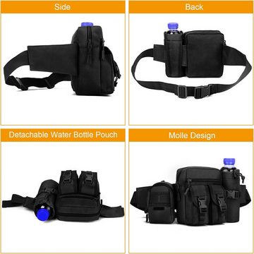 LENBEST Bauchtasche Taktisch Hüfttasche mit Flaschenhalter Wasserdicht Gürteltasche, für Damen, Herren, Wandern, Laufen, Camping, Trekking