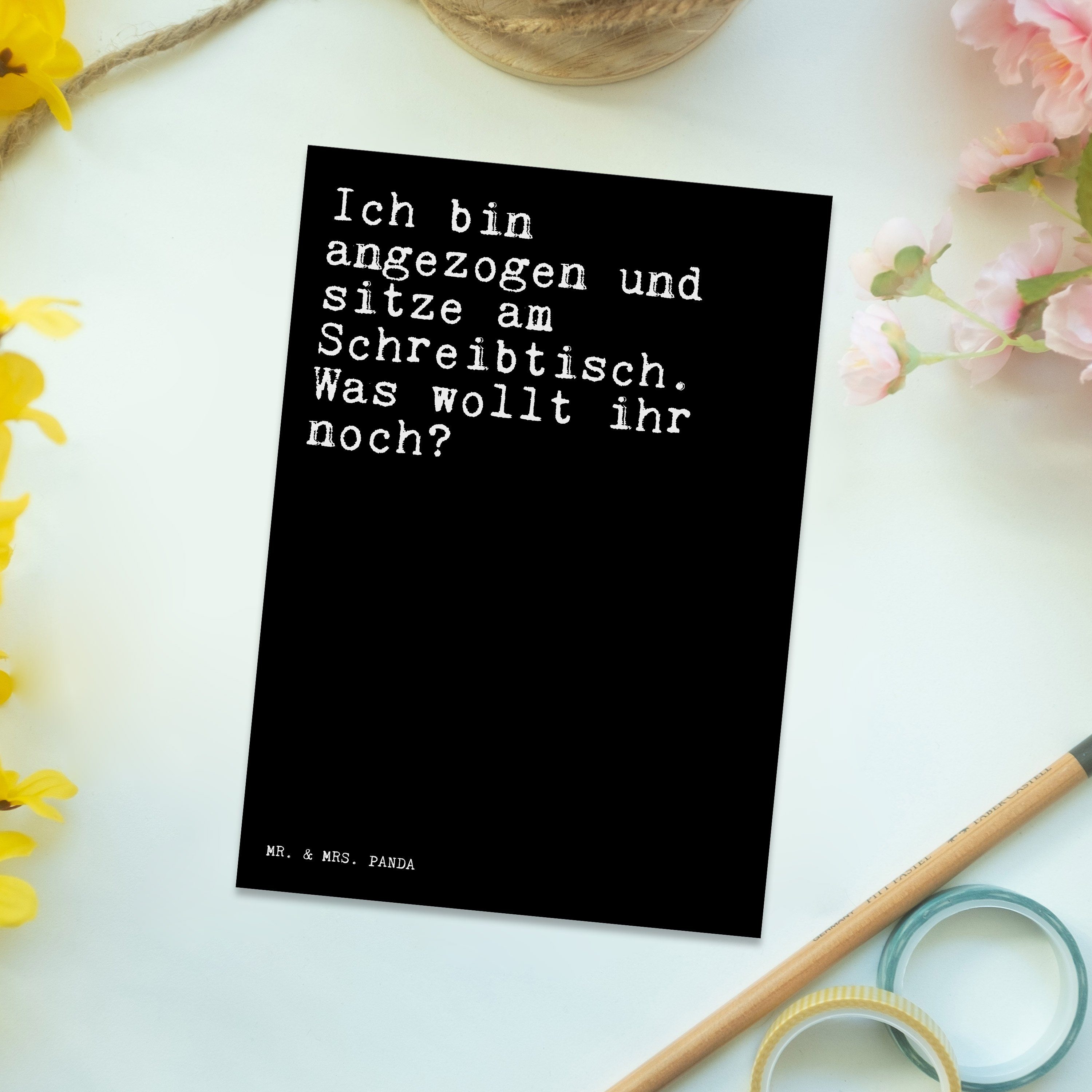 Panda Gesche Mr. & Geschenk, Mrs. bin Zitate, Postkarte und... - angezogen Ich - Spruch, Schwarz