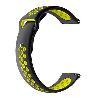 Wigento Smartwatch-Armband Für Amazfit GTR 3 / GTR 3 Pro Hochwertiges Kunststoff / Silikon Uhr Watch Smart Sport Armband Schwarz / Gelb