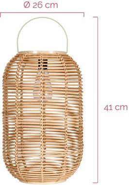 Pauleen LED Laterne Sunshine Nature Solarlaterne Beige Rattan/Metall/Kunststoff, LED fest integriert, Warmweiß, Solar