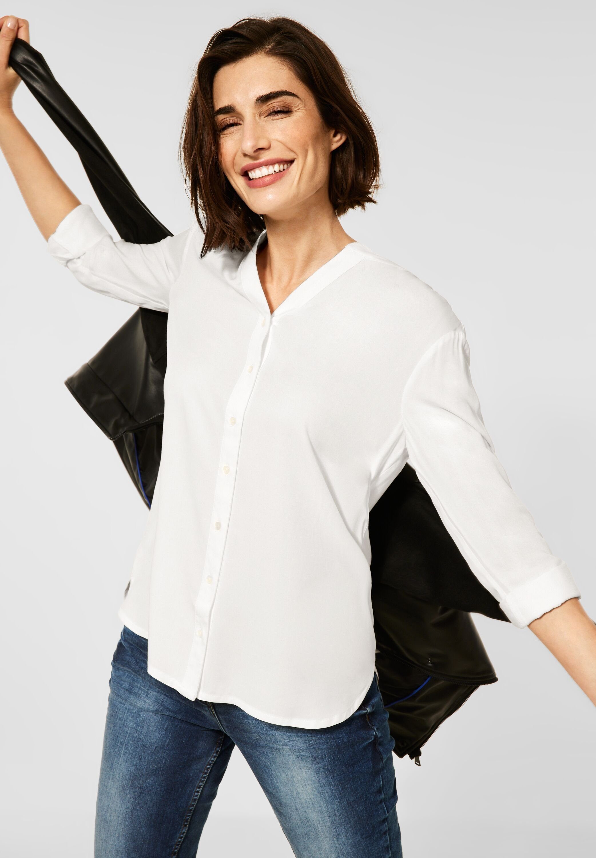 Longbluse Cecil Lange Bluse in Unifarbe in Vanilla White