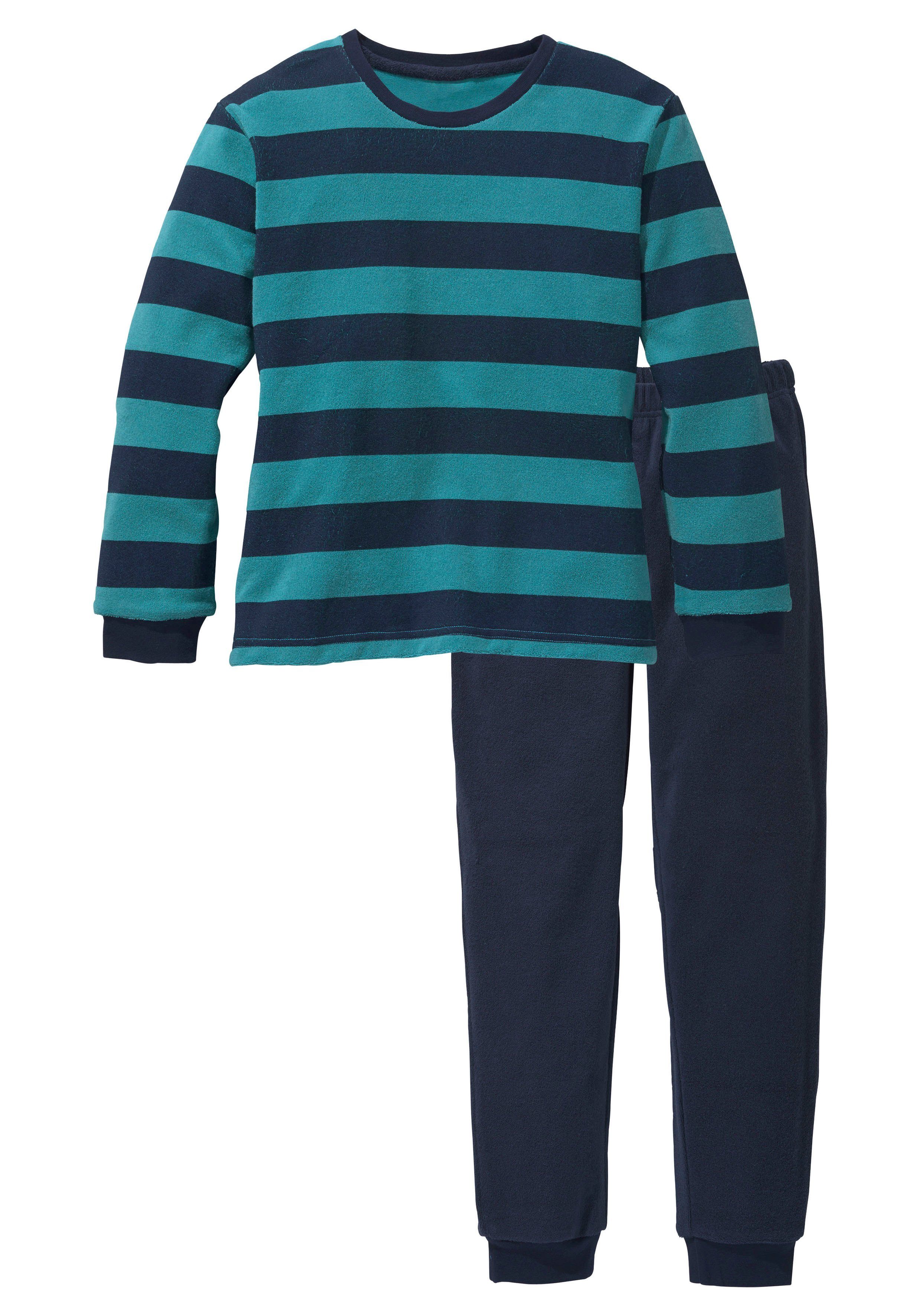 AUTHENTIC LE JOGGER Pyjama (2 tlg., 1 Set) langer Schlafanzug, gestreift, aus Frottee