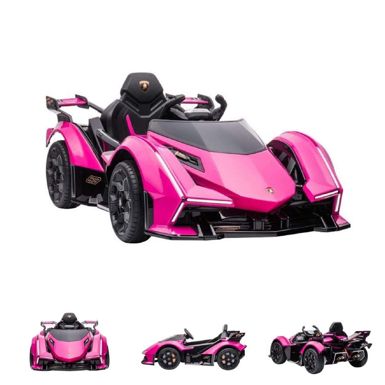 ES-Toys Elektro-Kinderauto Elektroauto Lamborghini V12, Belastbarkeit 40 kg, Vision Gran Turismo Fernbedienung MP3