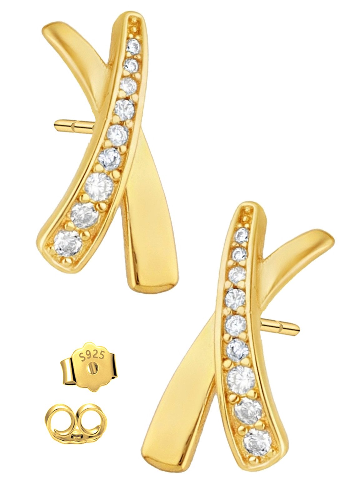Paar Ohrstecker 925 Silber gold Fantasie Ohrringe Schmuck für Damen Frauen
