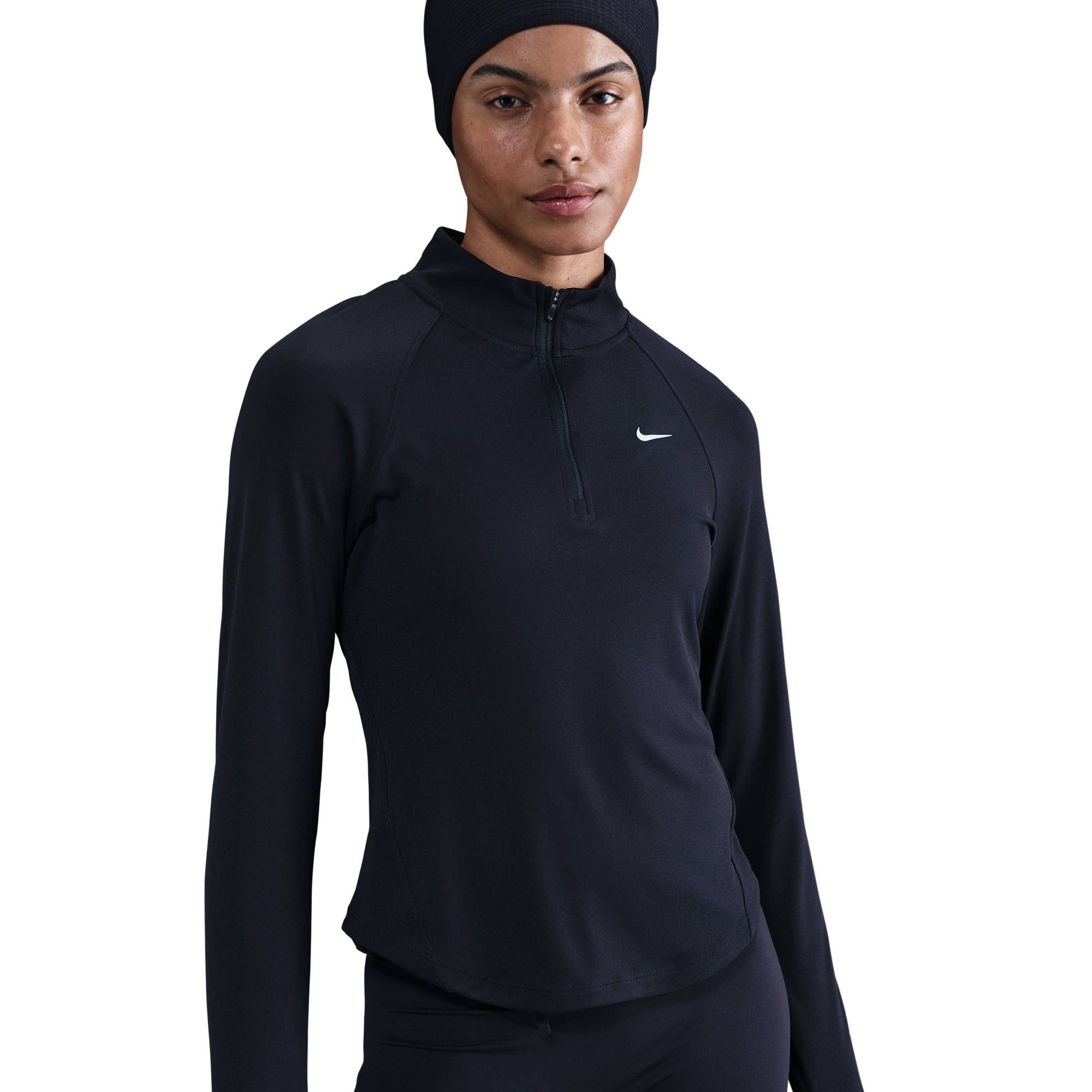 Nike Lauftop W NK TEMPO SWSH HBR DF HZ TOP mit Halbreißverschluss, schweißableitend