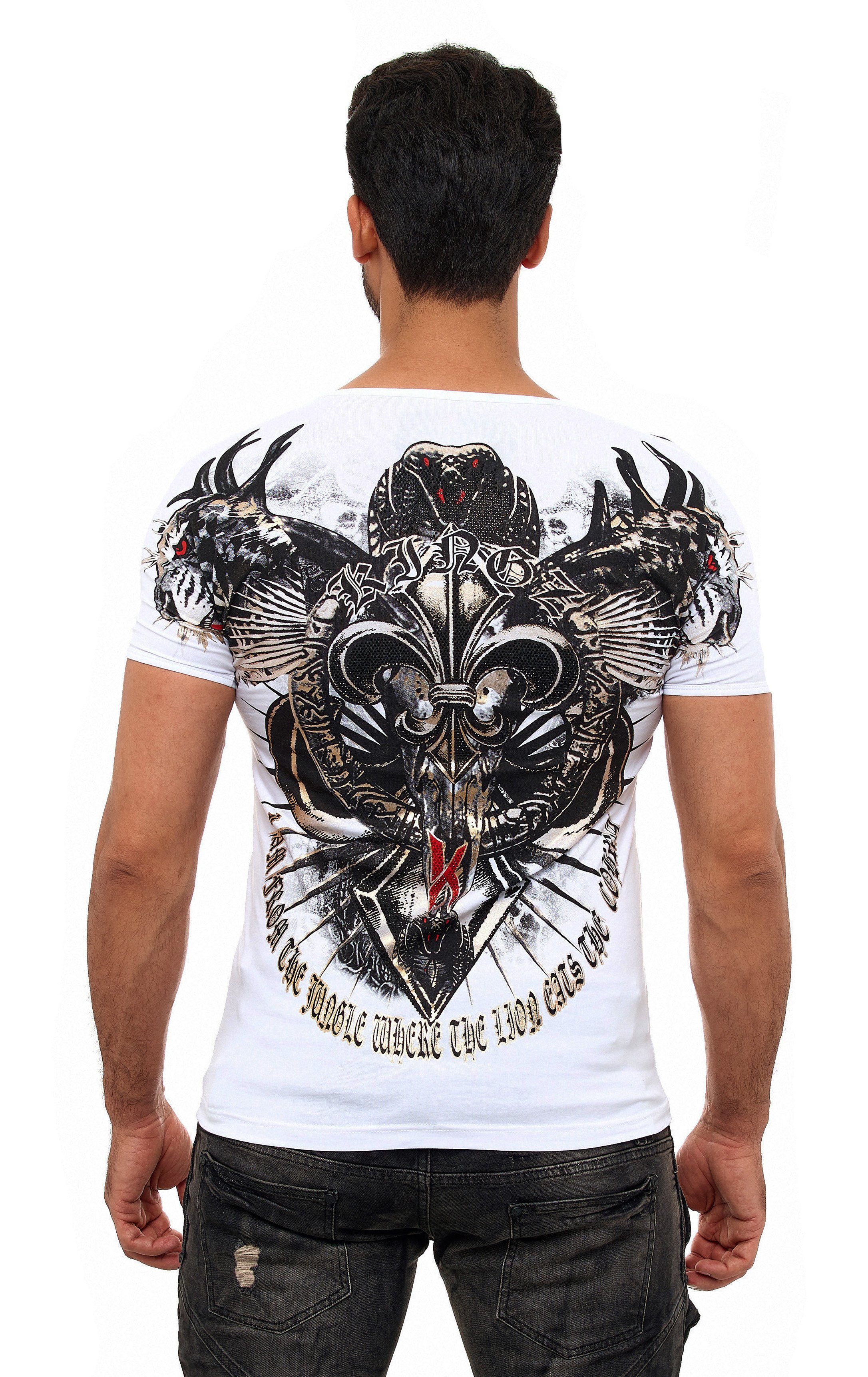 KINGZ T-Shirt mit ausgefallenem Cobra-Lilien-Print