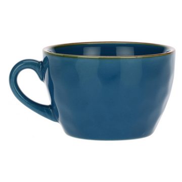 Rose & Tulpani Tasse Frühstückstasse große Tasse 420 ml Concerto Blue Avio Blau, Steingut, 420 ml