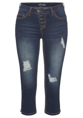 Arizona Caprijeans mit sichtbarer, schräger Knopfleiste Mid Waist