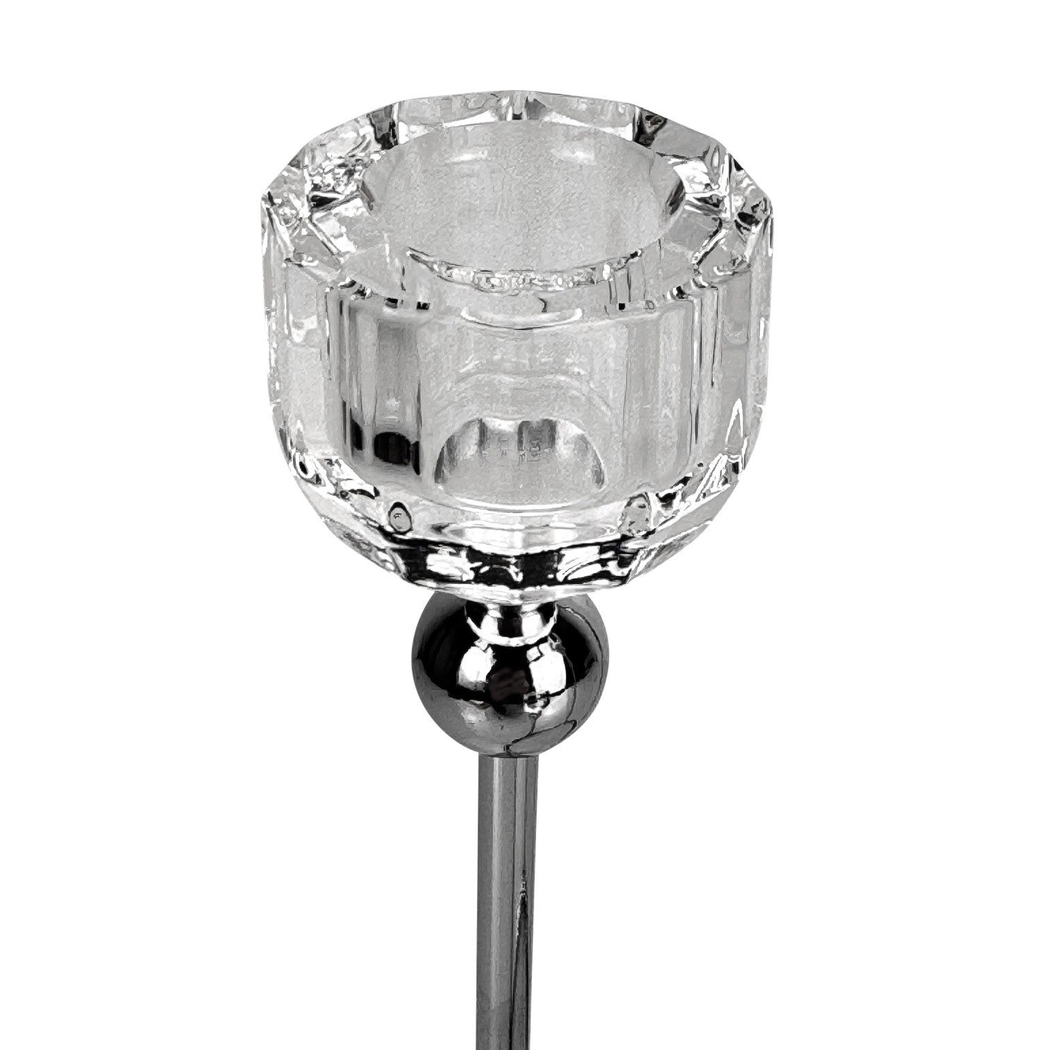 Online-Fuchs Kerzenständer für 4 Stabkerzen - moderner Kerzenhalter aus Metall & Glas (bis 31 cm groß, Silber oder Gold), Perfekt als Adventskranz - Dekoration Herbst, Winter & Weihnachten