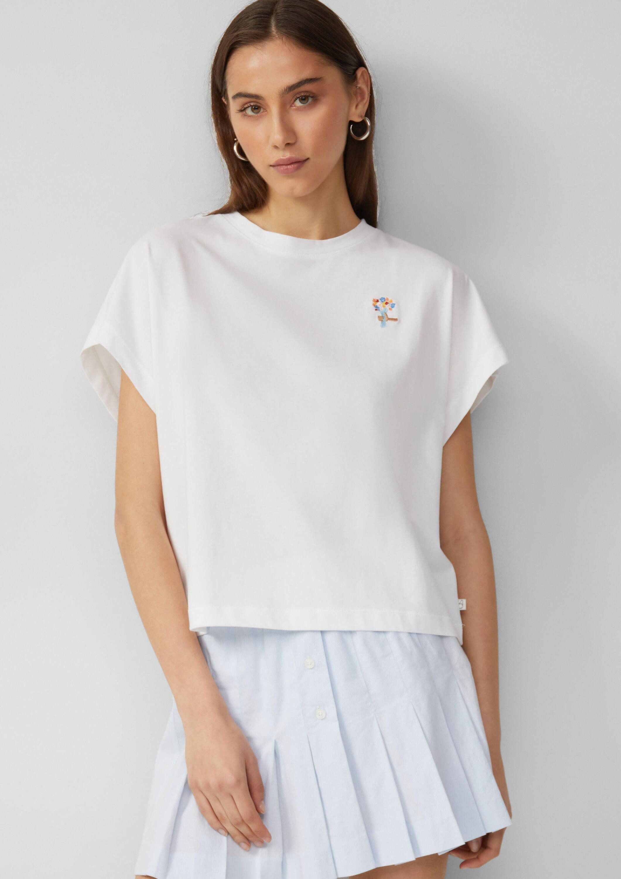 QS Kurzarmshirt T-Shirt Lässiges Shirt mit überschnittener Schulter günstig online kaufen