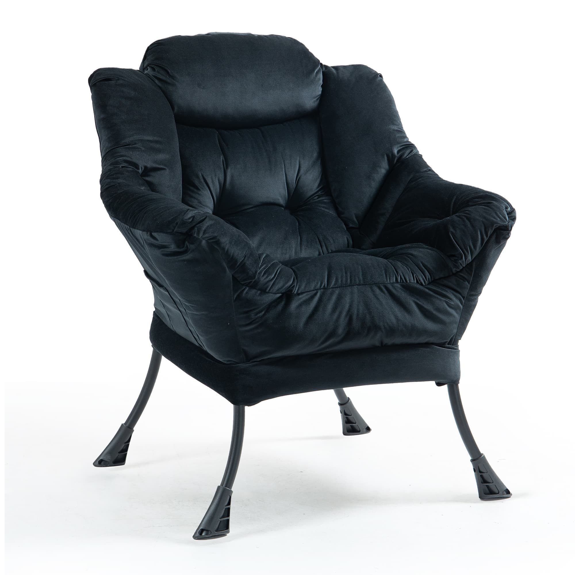 ANYSUN Loungesessel Relaxsessel aus Samt mit Nackenstütze, ergonomisch weich gepolstert (Sessel mit optionalem Fußhocker, Relaxsessel), Kompakter Relaxsessel 75 x 80 x 85 cm, wahlweise mit Fußhocker