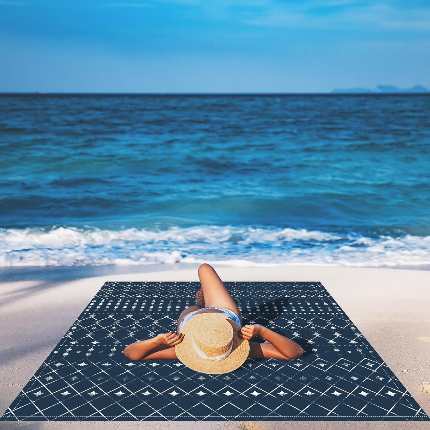 Picknickdecke Stranddecke Sandfrei Groß 180x200/220 cm, Sanddicht Wasserdicht, Diwzbyn, Weiches Bequemes Langlebiges Material, Leicht Kompakt für Picknick