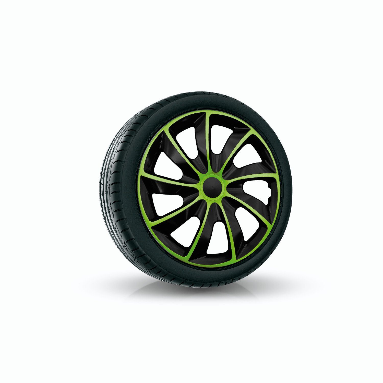 NRM Radkappen QUAD Bicolor, 13 in Zoll, Radzierblenden für Stahlfelgen Zweifarbige Radkappen Satz 4er Set