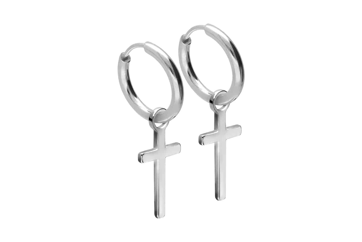 Piercing-Set Chirurgenstahl Ohrclicker Creolen KREUZ