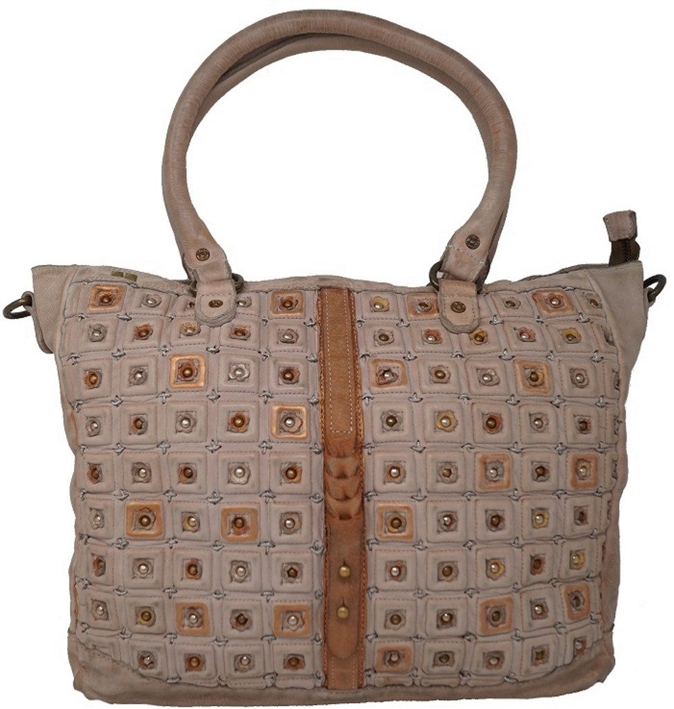 Desiderius Handtasche DESS1701, "Aalissa" mit ausgestanzten Lederblümchen, Lederschnalle mittig, ausgestanzte Lederblümchen