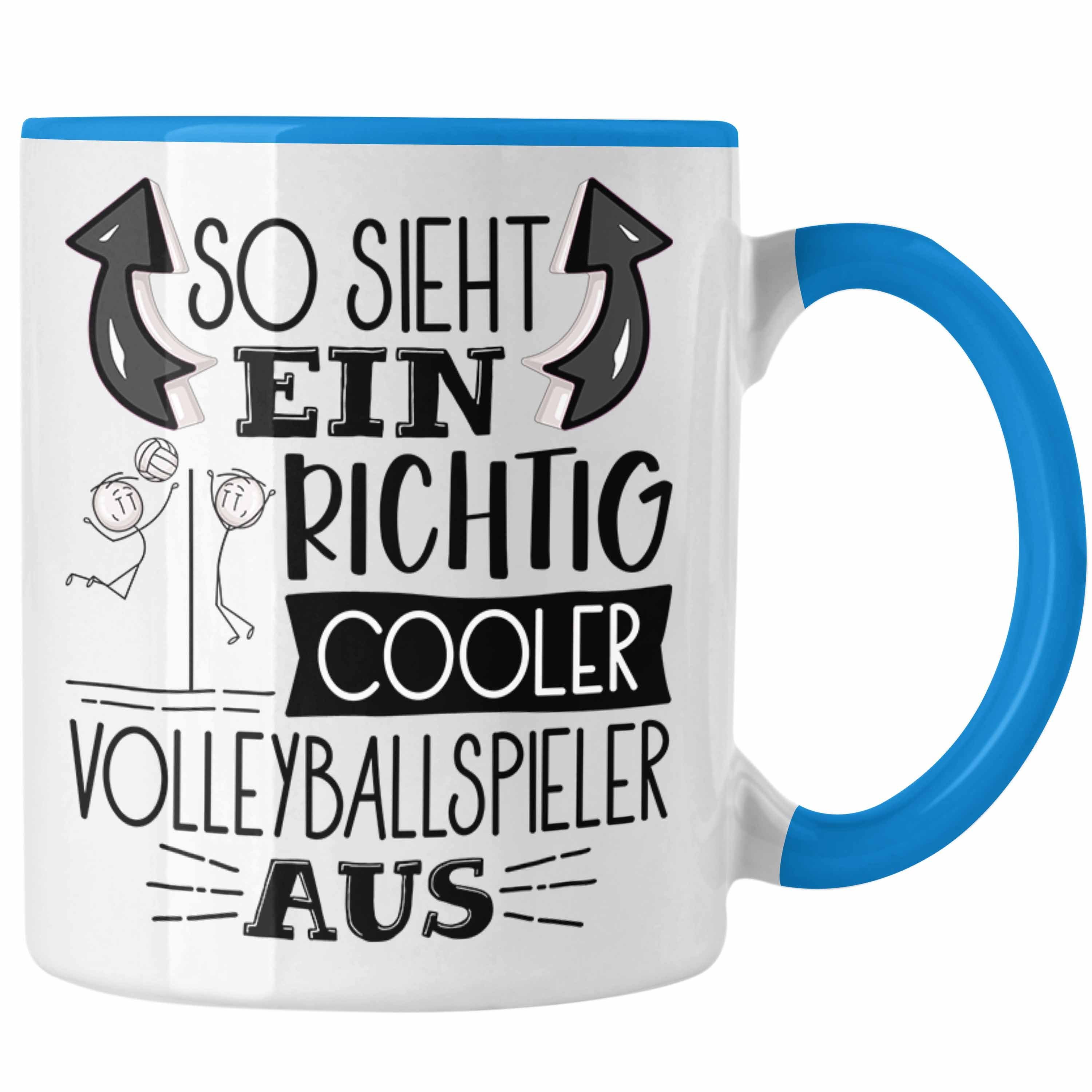 Trendation Tasse Volleyballspieler Tasse Geschenk So Sieht Ein Richtig Cooler Volleyba Blau