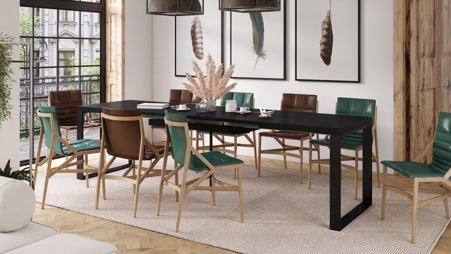 Mazzoni Esstisch Design Esstisch Avari Tisch ausziehbar 140 bis 290 cm Schwarz matt