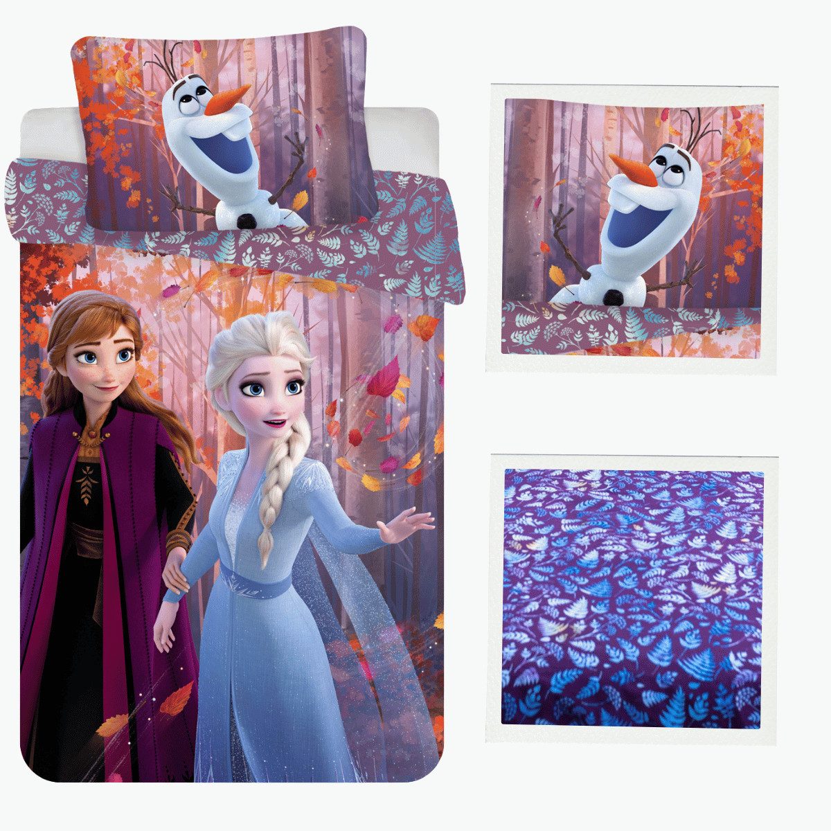 Disney Baby Wendebettbezug Disney Frozen 2 Bettwäsche Eiskönigin Anna Elsa Snowflake 140x200, (2 St)