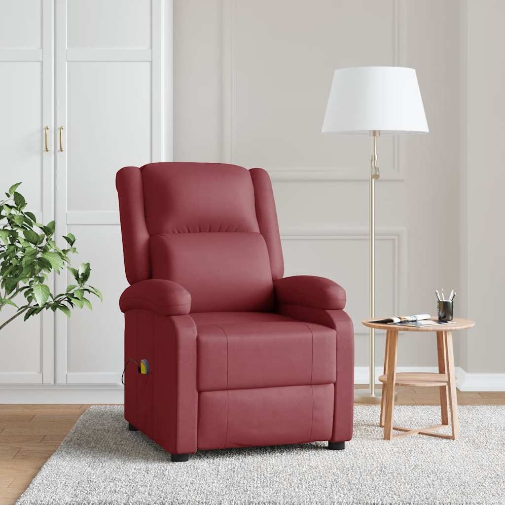 vidaXL Massagesessel, Massagesessel Weinrot Kunstleder