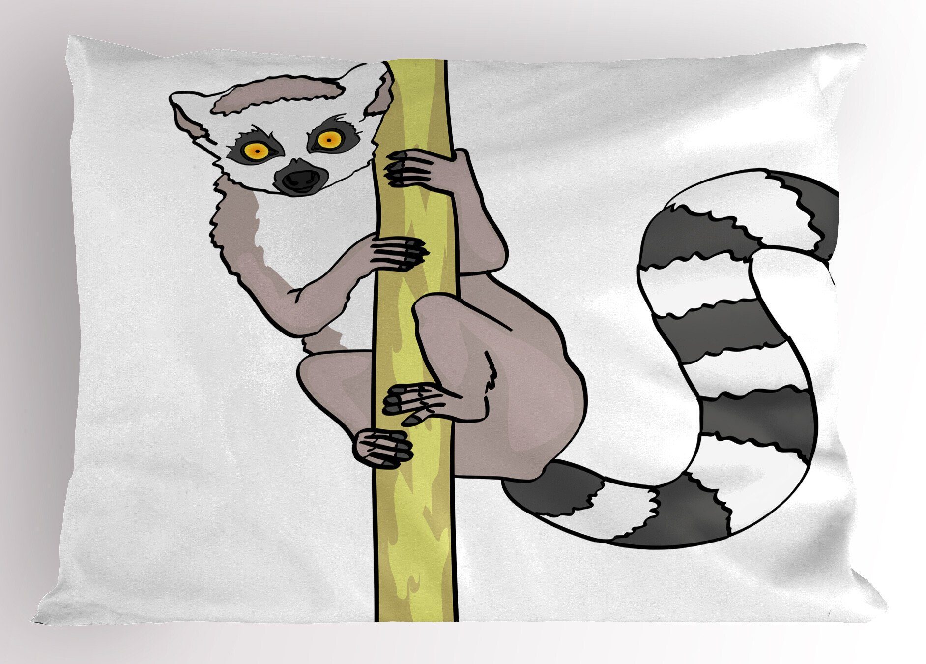 Kissenbezüge Dekorativer Standard King Size Gedruckter Kissenbezug, Abakuhaus (1 Stück), Lemur Tropical Ring angebundene Cartoon