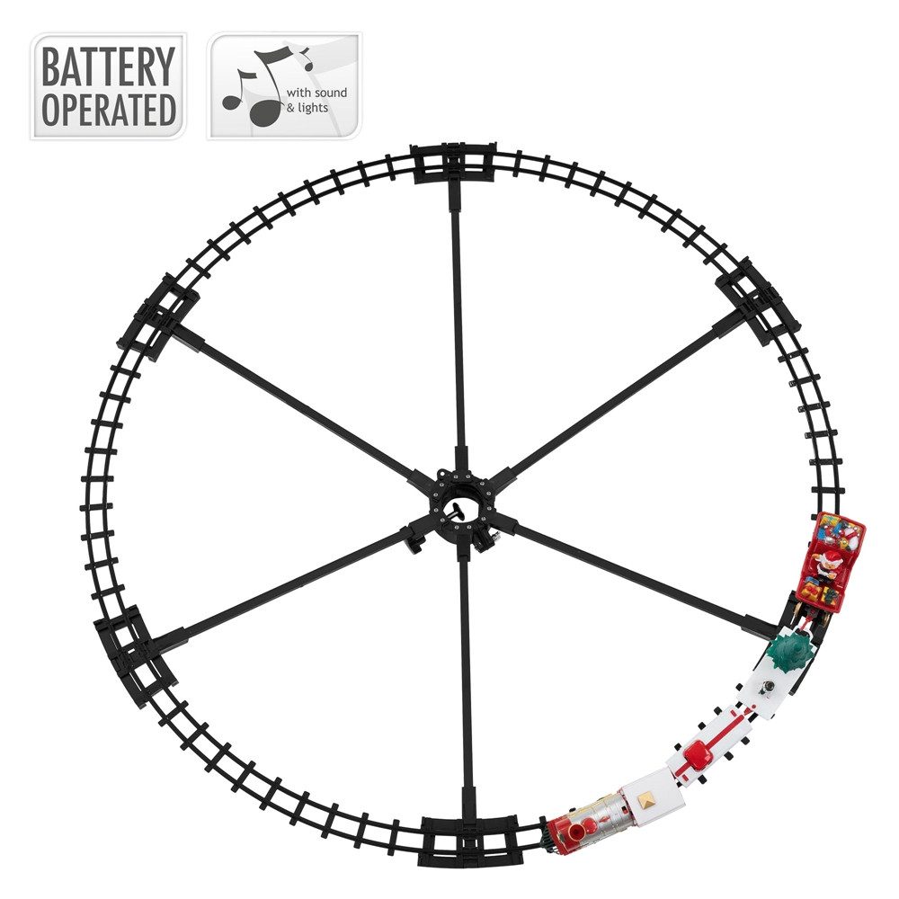 ECD Germany Weihnachtsfigur Weihnachtszug, Eisenbahn Kinder Elektrisch, Weihnachtsdeko, Ø87,5, Modelleisenbahn mit Licht & Sound, Zug-Deko um den Weihnachtsbaum
