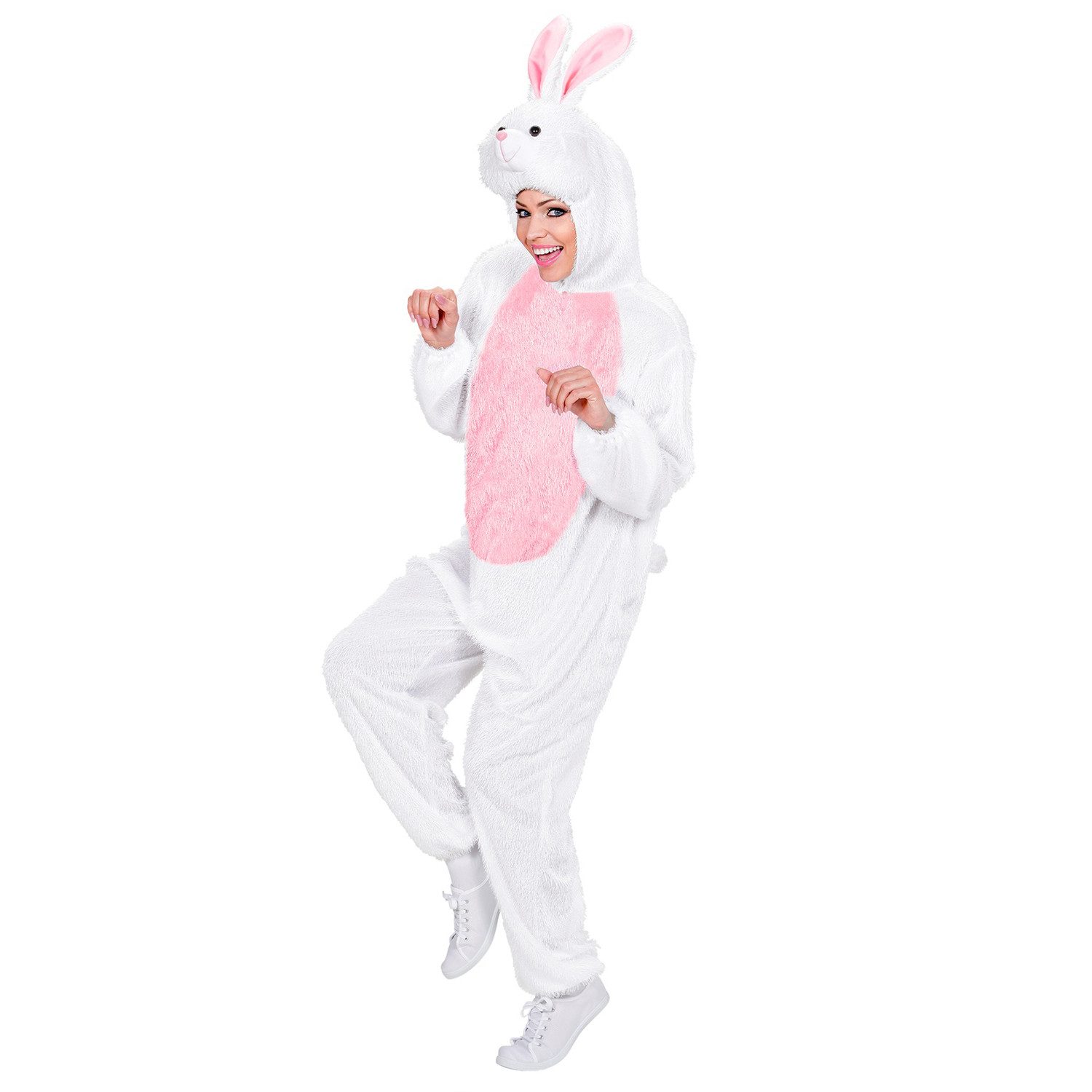 Widmann S.r.l. Kostüm Hase Kostüm für Erwachsene, Weiß Rosa - Overall T