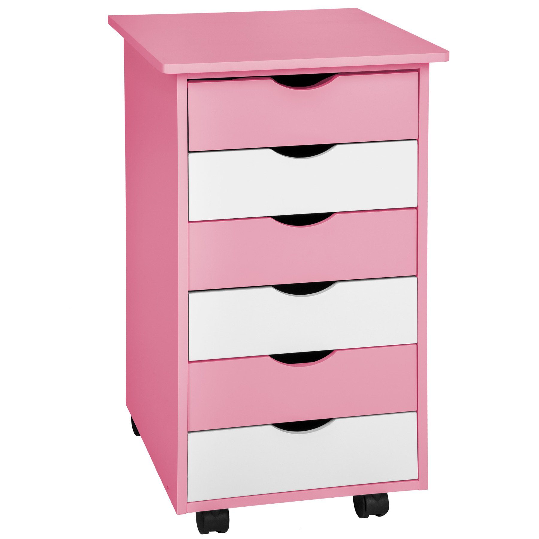 tectake Kinderschreibtisch Schreibtisch höhenverstellbar rosa 2 (1-St., Rollcontainer tlg) und