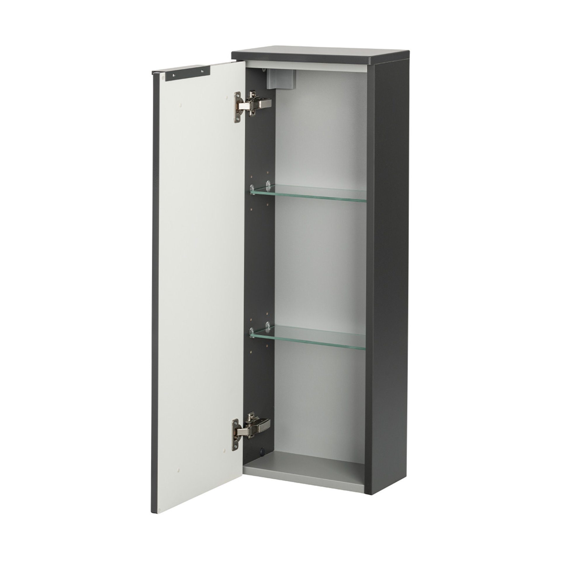 FACKELMANN Badmöbel-Set Waschbeckenunterschrank, Glas-Waschbecken, LED-Spiegel, Midischrank