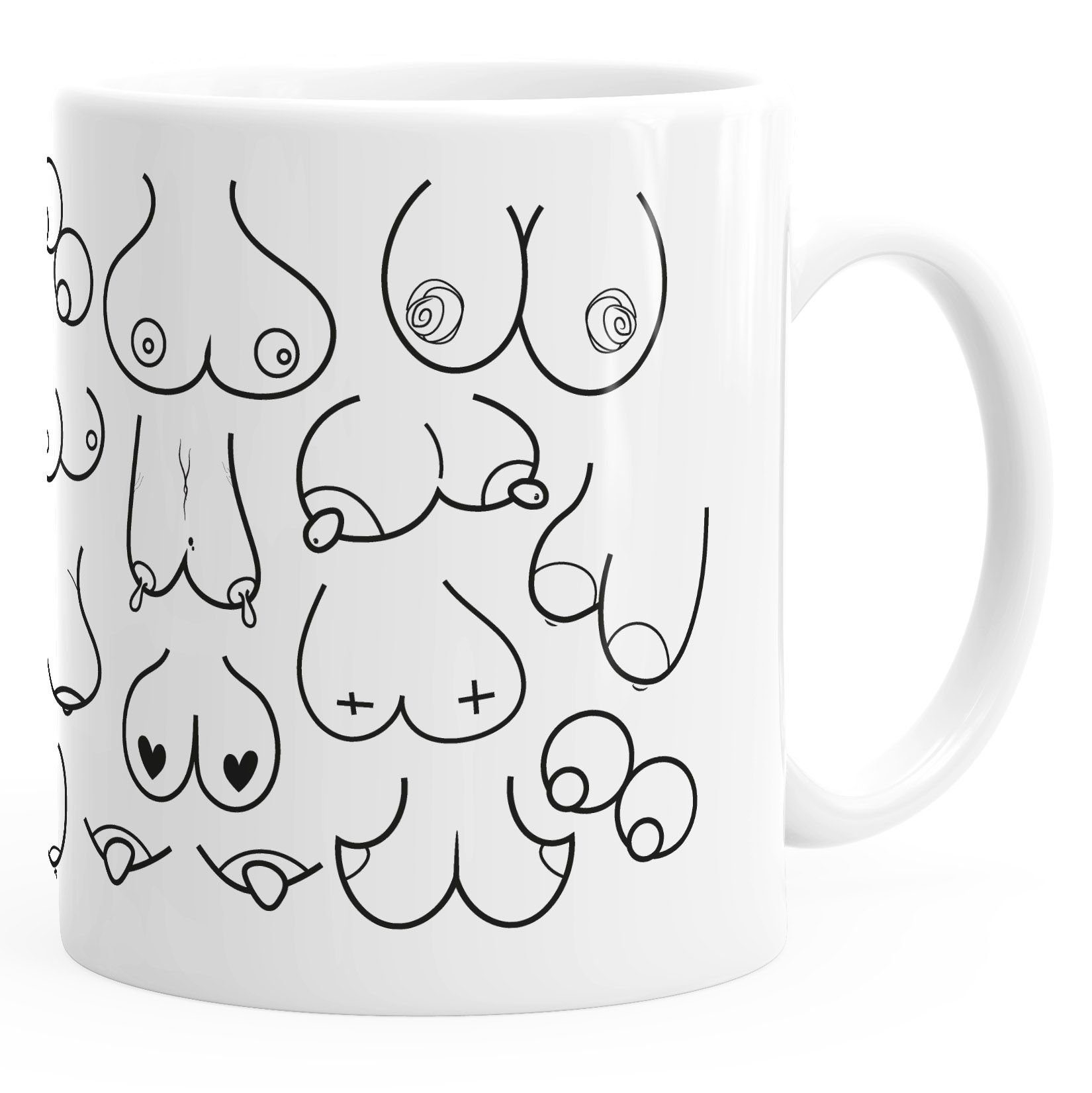 MoonWorks Tasse Kaffee-Tasse MoonWorks®, Brüste Titten-Tasse Büro-Tasse Fun-Tasse Keramik Titten-Muster