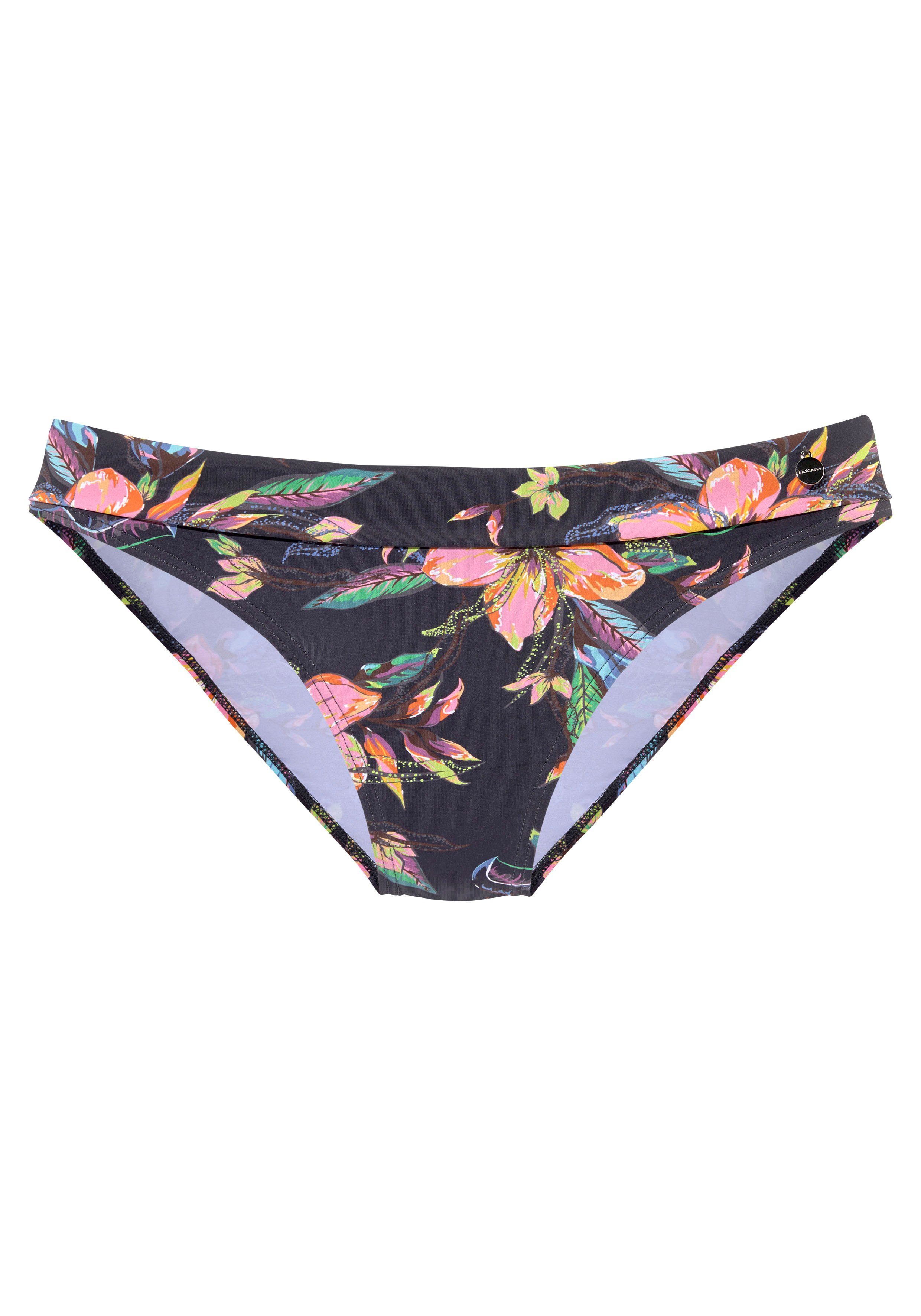 LASCANA Bikini-Hose Malia mit Umschlagbund mit tropischem Print mehr