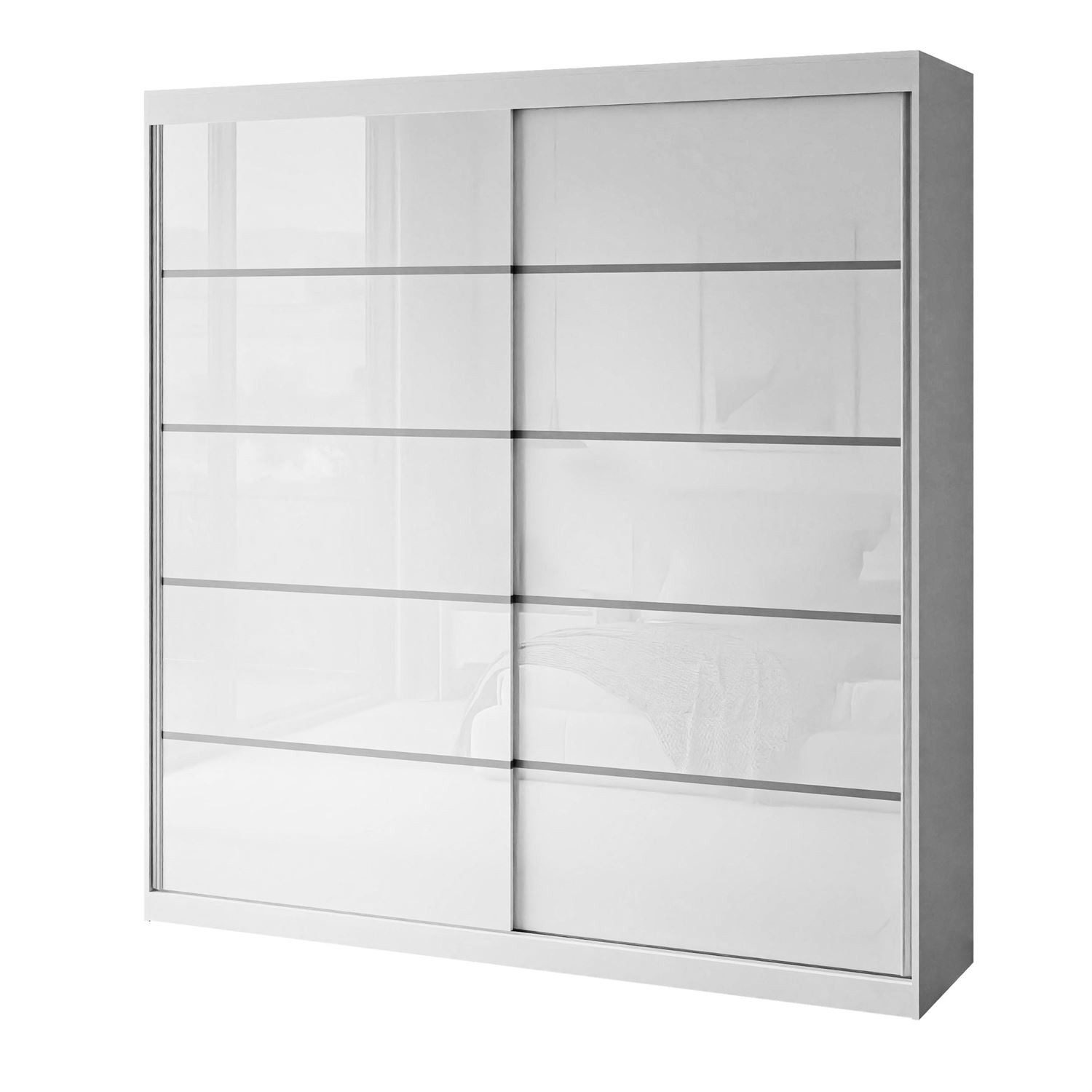 Lookway Kleiderschrank BASTER PLUS GLOSSY Hochglanz Weiß / Weiß
