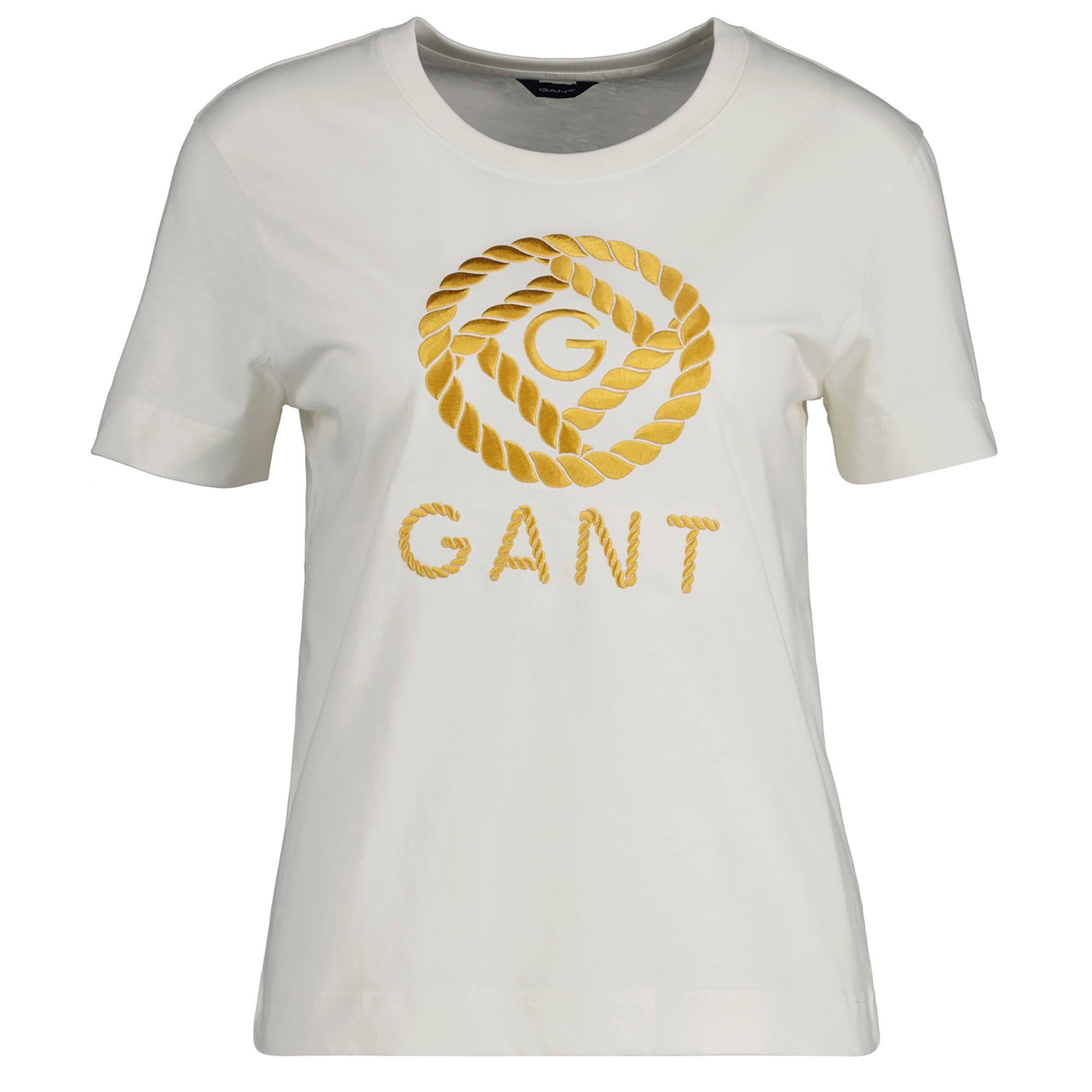 Gant T-Shirt Damen T-Shirt ROPE Weiß - ICON T-SHIRT, Logo Rundhals