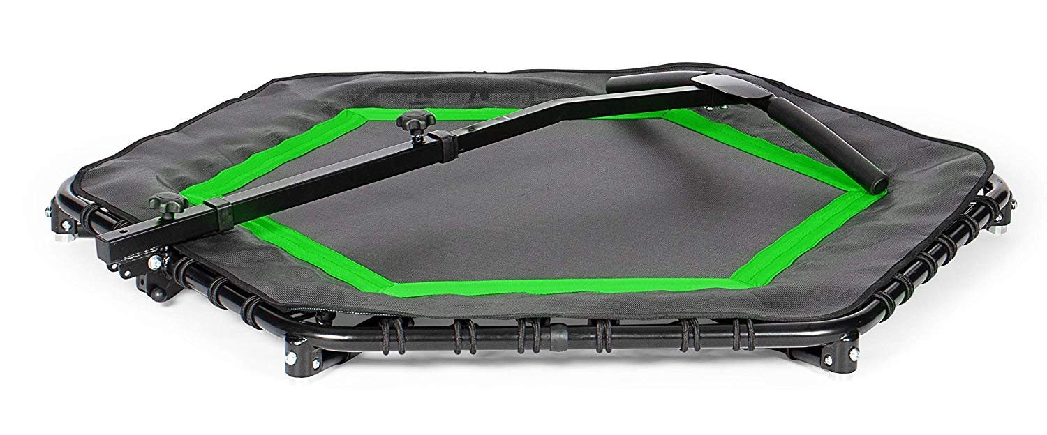 SportPlus Fitnesstrampolin SP-T-111F-G, Ø 126 cm, Fitness Trampolin, Klappfunktion, 126cm, leise Gummiseilfederung, grün