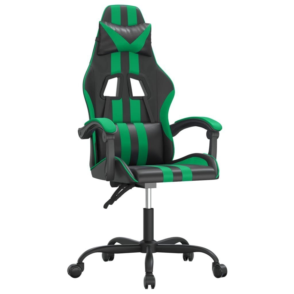 vidaXL Gaming-Stuhl St) und Schwarz Drehbar Schwarz (1 Kunstleder grün grün | und Gaming-Stuhl Grün Schwarz und