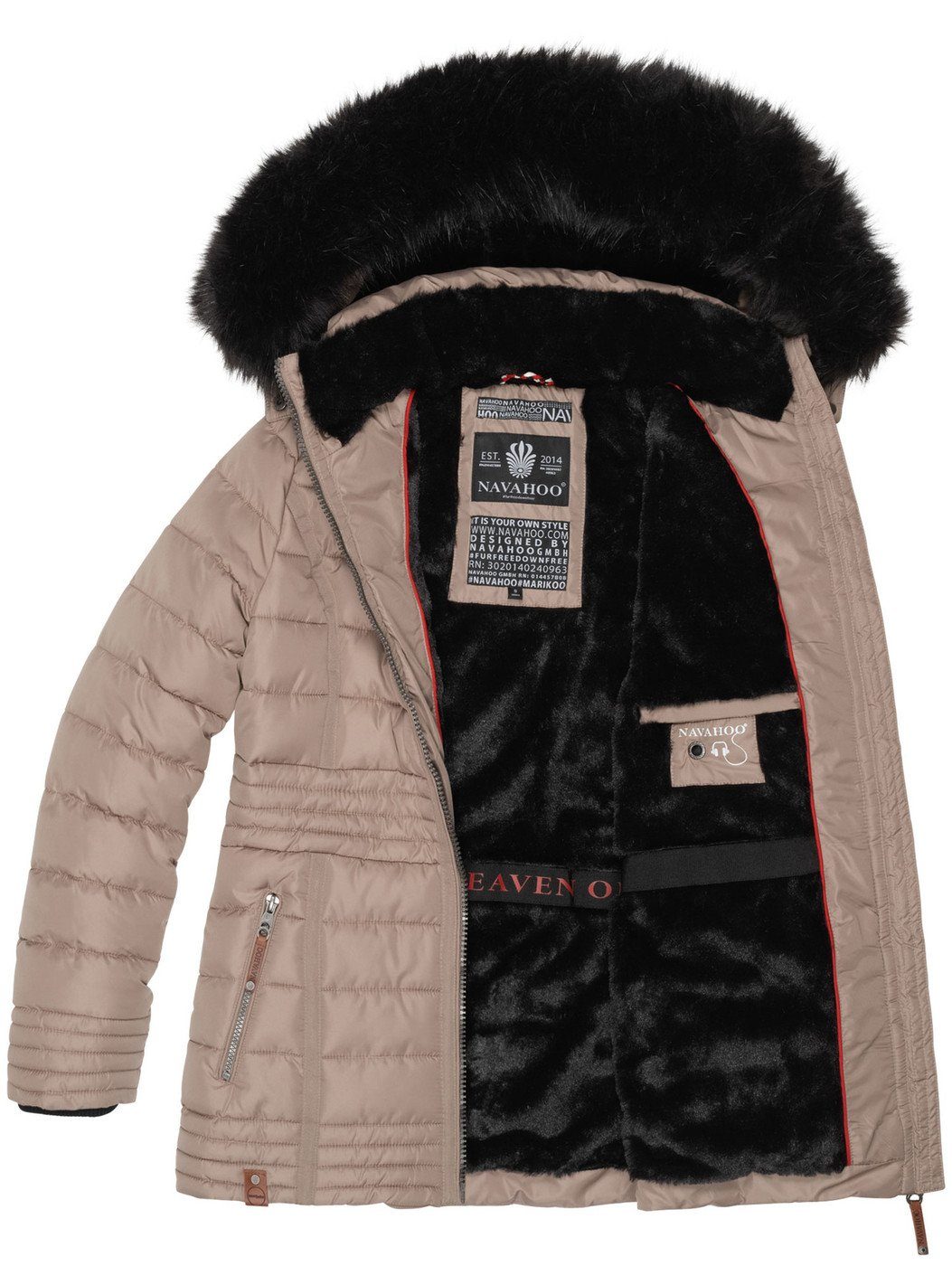 Navahoo Winterjacke Navahoo Umay Princess Damen Winter Steppjacke B900 mit kuschligem Teddyfell und abnehmbarer Kapuze