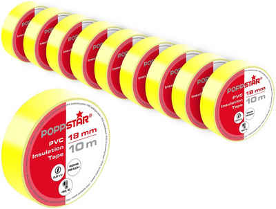 Poppstar Dichtungsband 10m Universal Isolierband PVC, (10-St), Klebeband / Dichtungsband zur Isolation & Reparatur von Elektrokabeln