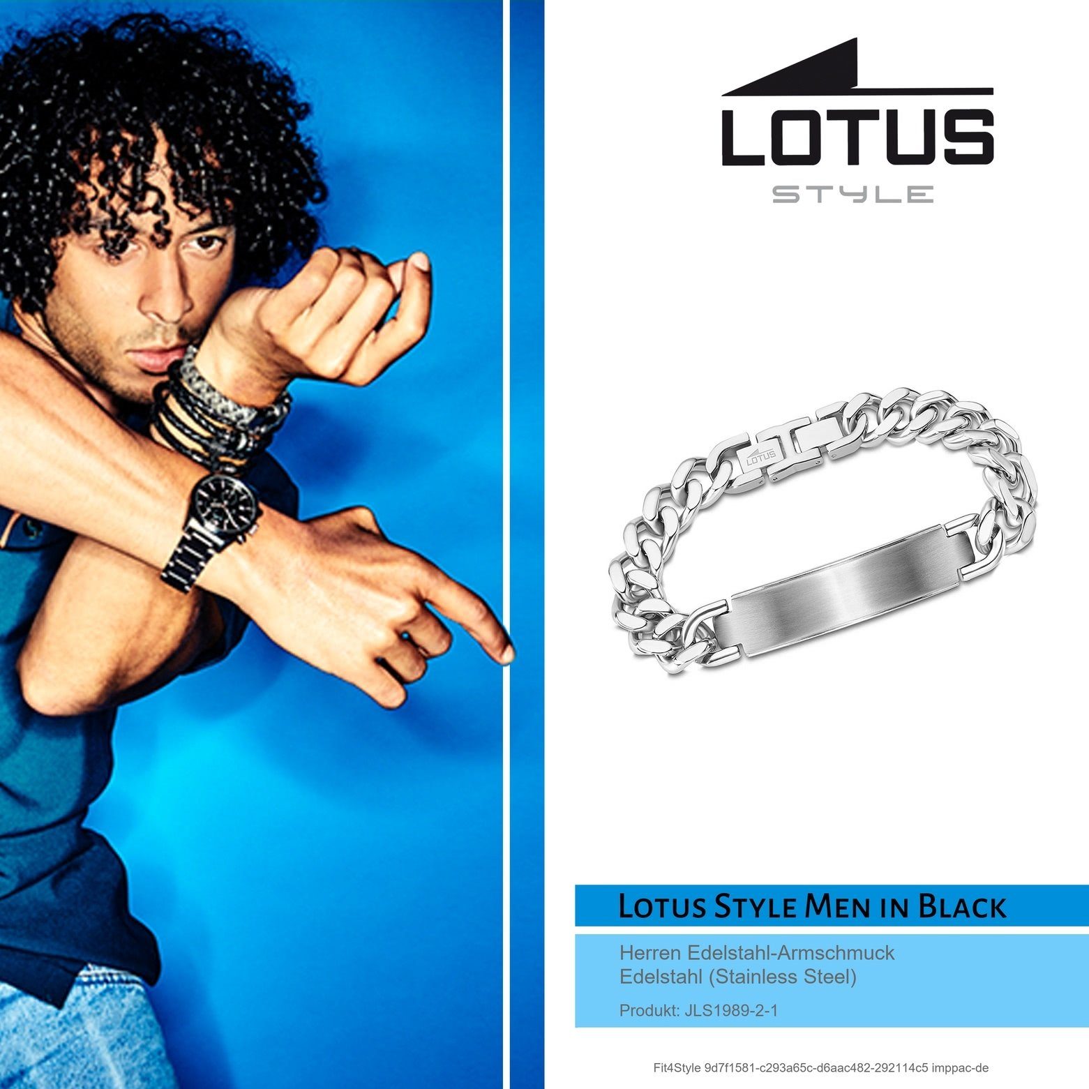für Style silber Steel) (Armband), Edelstahl LOTUS Edelstahlarmband Style Armband Armbänder Lotus (Stainless LS1989-2/1 Herren