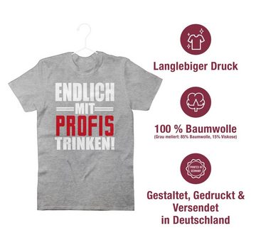 Shirtracer T-Shirt Endlich mit Profis trinken - weiß/rot Party & Alkohol Herren