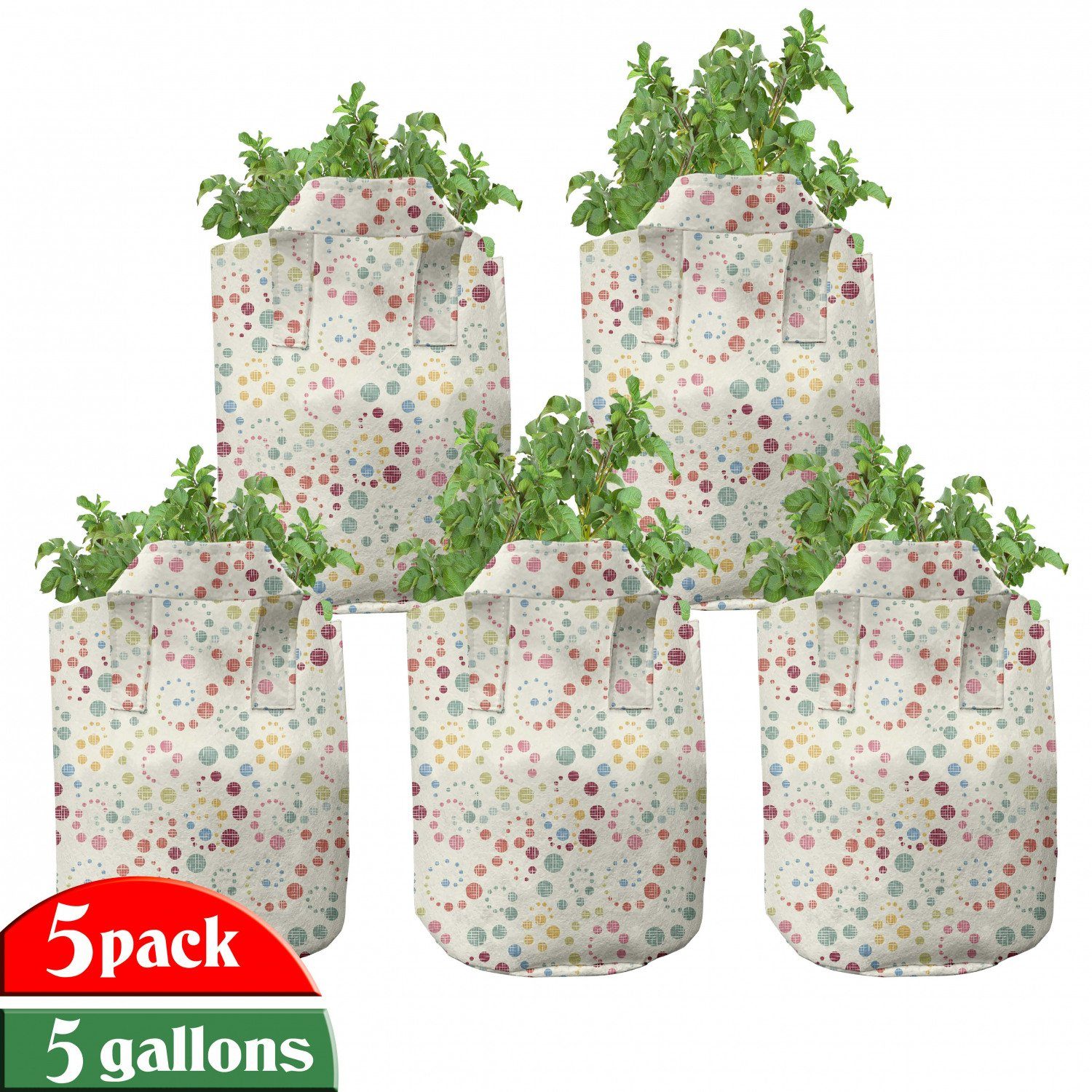 Pflanzen, hochleistungsfähig Griffen mit Kunst für Stofftöpfe Pflanzkübel Punktmuster bunte Abakuhaus Retro