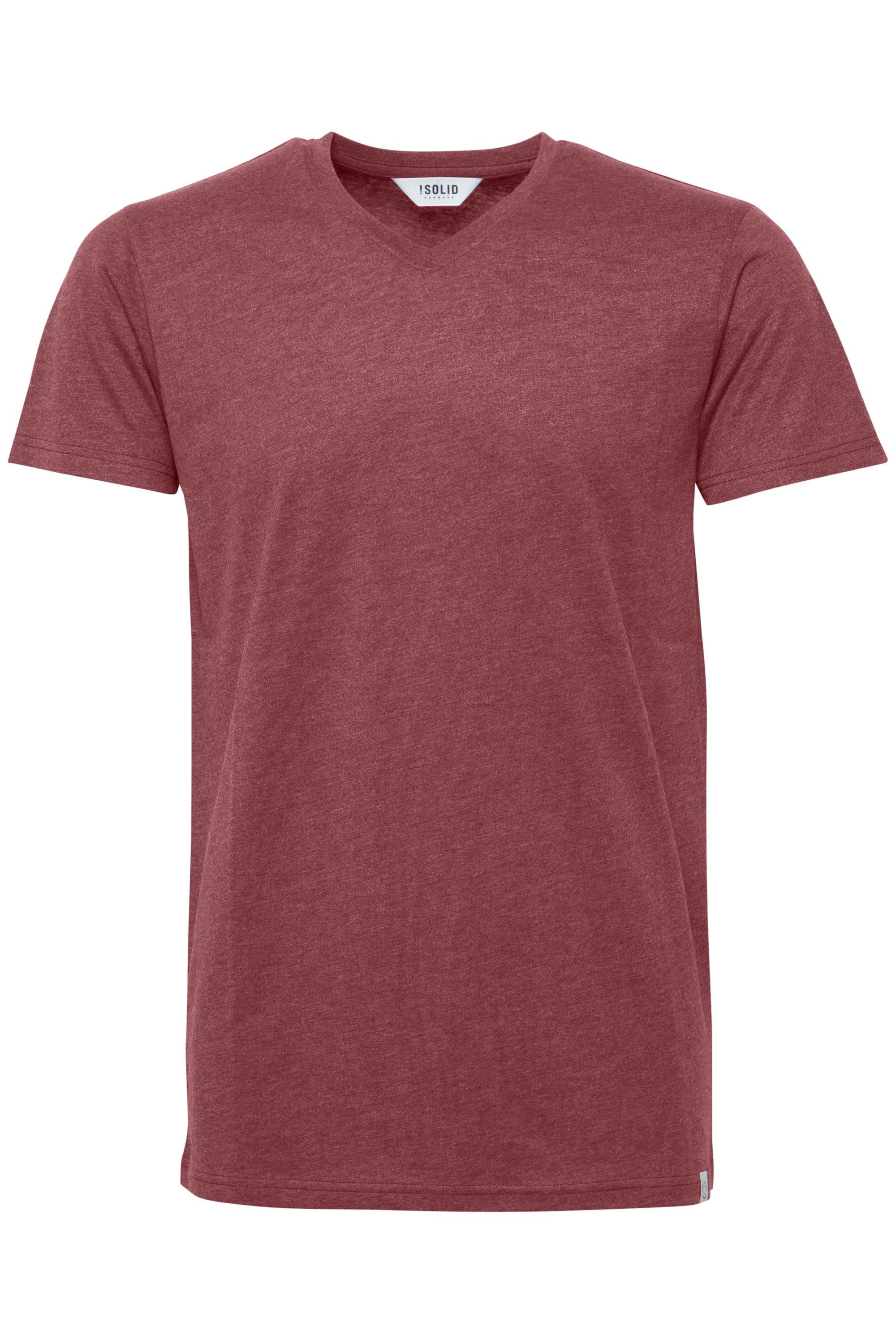 !Solid V-Shirt SDBedo Kurzarmshirt mit Melange Effekt Wine Red Melange (8985)